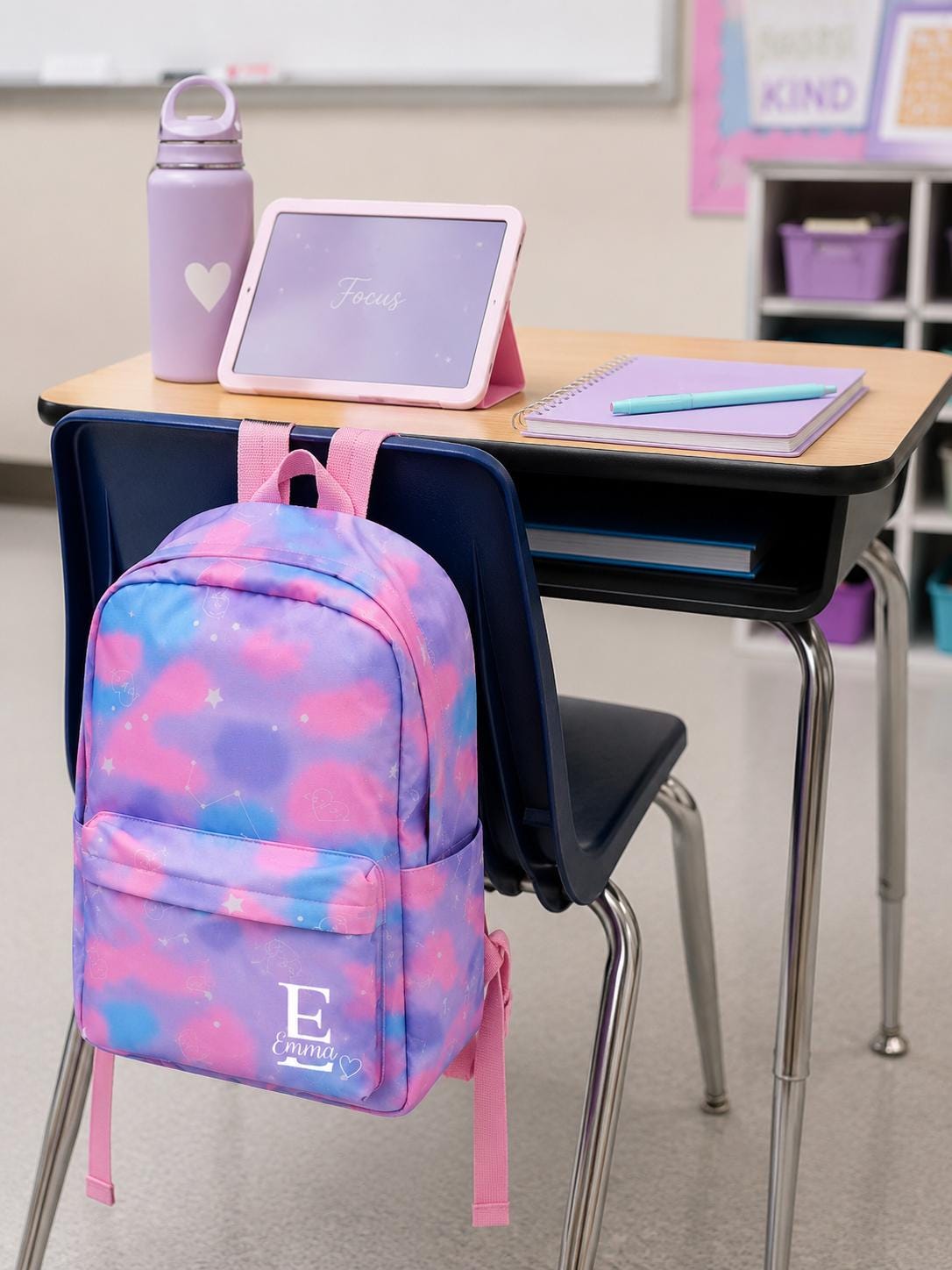 Personalized Galaxy Backpack Set, Kids School Lunch Bag Pencil Case, Monogrammed Backpacks